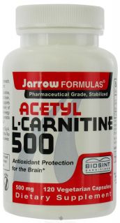 Jarrow Formulas   Acetyl L Carnitine 500 mg.   120 Vegetarian Capsules