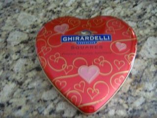GHIRARDELLI CHOCOLATE Squares   EMPTY TINS   Heart Shaped   Excellent 
