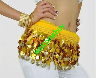 New Belly Dance Skirts Belt Hip Scarf Wrap Belts 88 Gold Sequins Wavy 