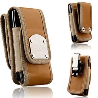 Glad Nubuck Brown Leather Steel Clip Duty Belt Case for AT&T Huawei 