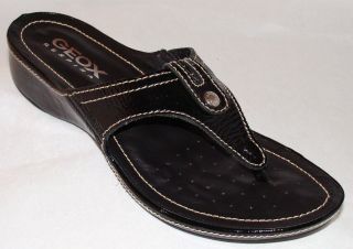 Geox Priscilla Black Patent Leather Slides Flip Flops Sandals 8 10.5 
