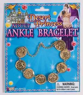 gold coin ankle bracelet ring adult harem gypsy roman genie costume 