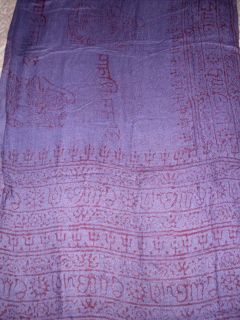   Blockprint Rayon Shawl Altar Cloth SHIVA Meditating OM Dharma PURPLE