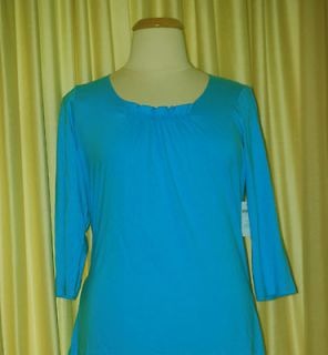 NWT COLDWATER CREEK RUCHED TURQUOISE TOP SIZE XL 16 RETAILS $29.99