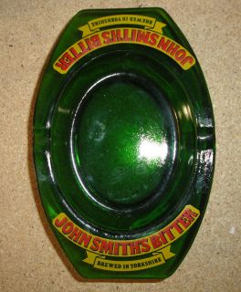 Green Glass Ashtray JOHN SMITHS BITTER BREWED IN YORKSHIRE RARE BEER
