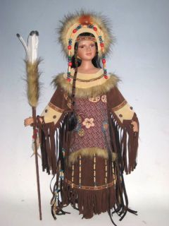   Edition Native American Indian Princess Porcelain Doll 30 + Stand
