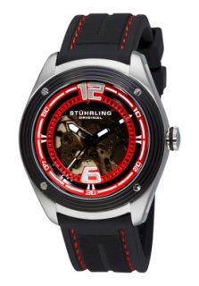 Mens Millennia Conquest Automatic Skeletonized See Thru Red Accent 