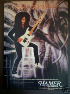 1989 Steve Stevens photo Hamer Guitars vintage ad