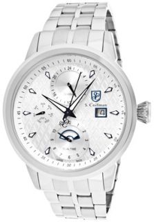 Coifman SC0209 Watches,Mens Dual Time Silver Textured Dial 