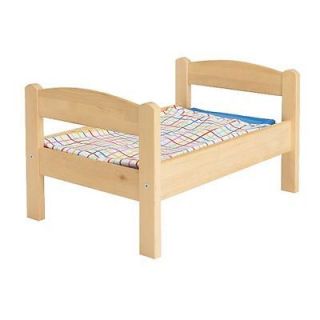 IKEA DUKTIG DOLL BED WITH BEDLINEN SET ALL WOOD TOY GIFT FOR KID 