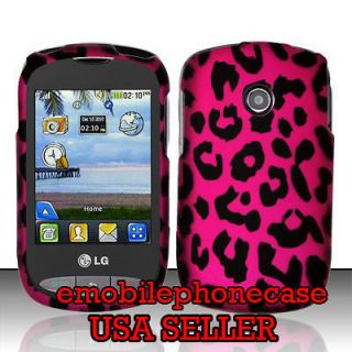 Pink Leopard Skin Snap On Rubber Coating Hard Case Cover LG 800G 