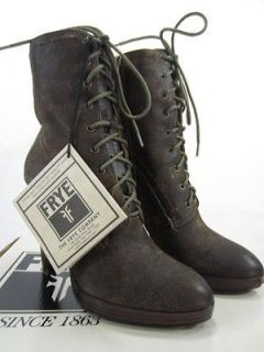 248 NIB FRYE HARLOW LACE UP TAN BROWN LACE UP BOOTS LEATHER Womens 