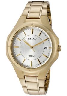 Seiko SGEF64P1 Watches,Mens Silver Dial Gold Tone Ion Plated 