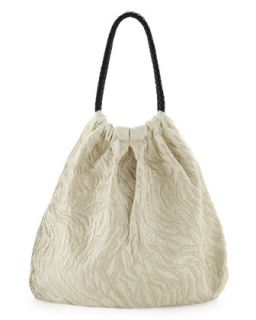 Woven Leather Ring Strap Hobo Bag, Natural   Last Call by Neiman 