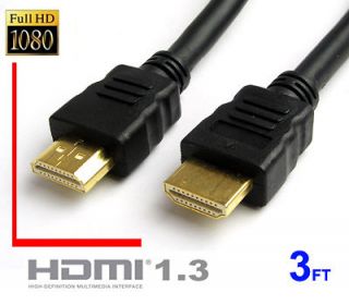 ft HDMI 1.3b Certified Cable 24k Gold HDTV 1080p 3ft