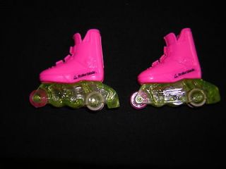 Barbie DOLL SIZE pink yellow exercise work out roller blade skates 