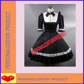 Renaissance Gothic Lolita cute Black Ball Gown Knee Length Cosplay 