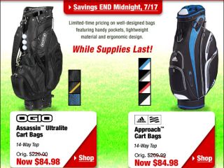 Up to  OGIO, adidas and TaylorMade Golf Bags, $84.98 While They 