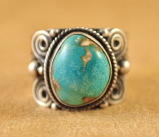   Cadman Handmade Old Style Navajo Ring Sterling S Carico Lake Turquoise