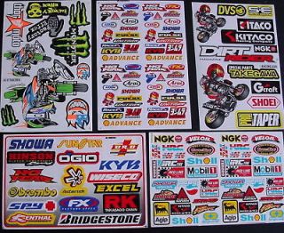 SHEETS STICKERS BMX BIKE QUAD PIT SCOOTER ENERGY MOTOCROSS TOOLBOX 
