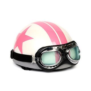 Vintage scooter goggles half face helmet Pink star