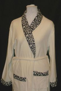   Thin Fleece Dressing Gown, Robe, Nightgown (3 Sizes) White & Black