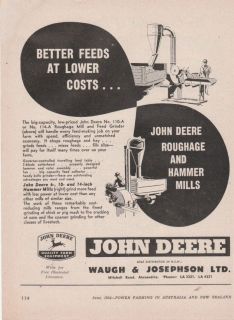 Vintage 1954 JOHN DEERE ROUGHAGE & HAMMER MILLS Advertisement 