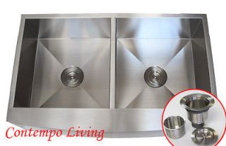 33 Single Bowl Stainless Steel Apron Kitchen Sink Farm Curved Front w 