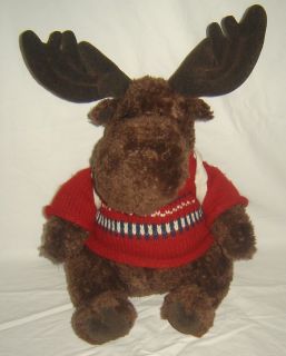 Gund American Eagle 15 Plush Brown Moose wearing Knitted Sweater and 