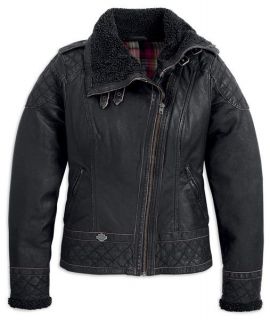 Harley Davidson Womens Mia Black Leather Riding Jacket 97125 13vw