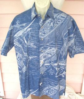 GUY HARVEY Mens Sz M BILLFISH Marlin Sailfish Hawaiian Aloha Shirt 