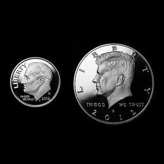 2012 S Kennedy Half Dollar and Roosevelt Dime ~ Gem SILVER Proofs