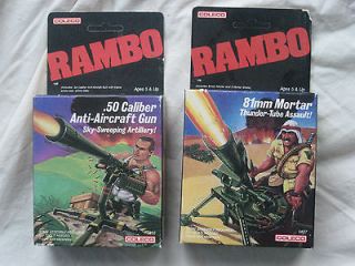 RAMBO 81mm MORTAR AND .50 CALIBER ANTI AIRCRAFT GUN (2 lot) 1985 *MINT 