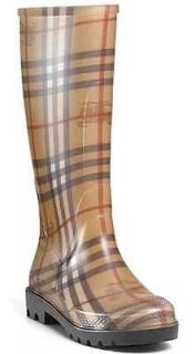 Burberry Womens Nova Check Rain Boots, Size 37 EU, 6 US, 2012 Rubber
