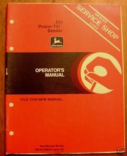 John Deere 251 Power Till Seeder Operators Manual jd