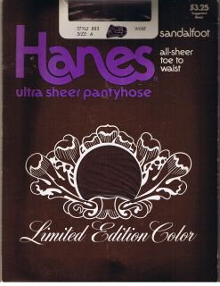 Vintage 80s Hanes Limited Edition Color Wine Ultra Sheer Pantyhose 