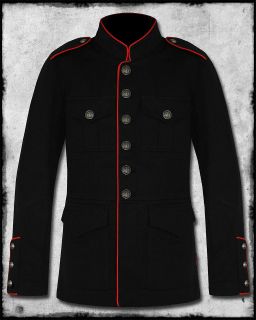 TRIPP NYC BLACK RED COPPER MENS GOTH STEAMPUNK MILITARY OFFICER JACKET 