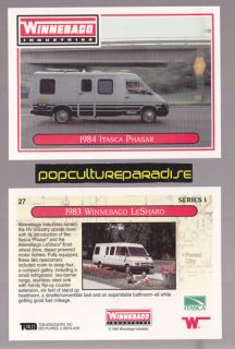 1984 ITASCA PHASAR/1983 WINNEBAGO LeSHARO RV CAMPER 1994 TRADING CARD