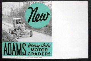 Adams 1936 Heavy Duty Motor Graders No. 50 & 51 Gas & Diesel Engine 