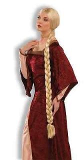   wig long braid rapunzel guinevere renaissance style costume prop
