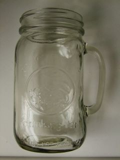 GOLDEN HARVEST 32 oz DRINKING JAR WIDE MOUTH Vintage Glass Mug QUART