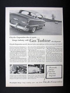 Chrysler Gas Turbine Passenger Car Engine Development 1954 Ad 
