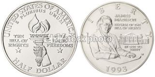 Half Dollar, 1993, James Madison   Bill of Rights