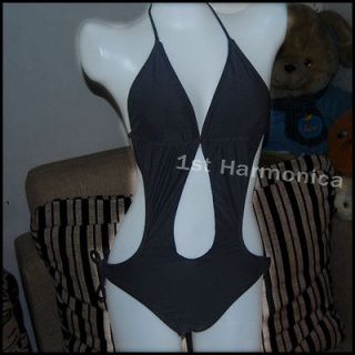   Clothes Swimwear Monokini sexy underwear side tie bath suits S Black