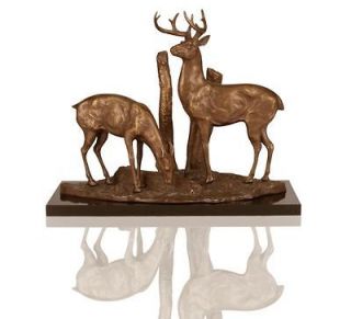 13 Brass Marble Pair Deer Statue Sculpture