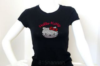 New Hello Kitty (Face) Rhinestone Women Spandex T shirt