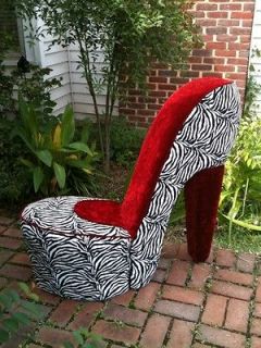 NEW*** Zebra & Crush Red Handmade High Heel Shoe Chair