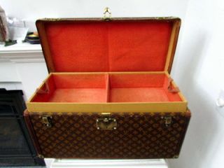   ANTIQUE LOUIS VUITTON STEAMER TRUNK with 2 Trays & Red Felt Interior