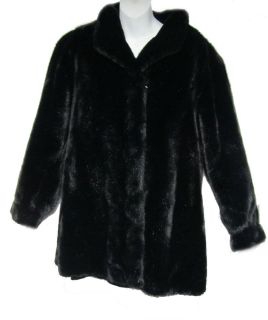   PERLBINDER Tissavel Vintage Lux Black Swing Faux Fur Coat Jacket M L