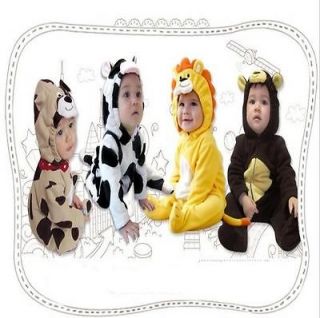 Baby Boys Girls Hoodie Jumper Romper Fleece Animal Play suit Outfit 